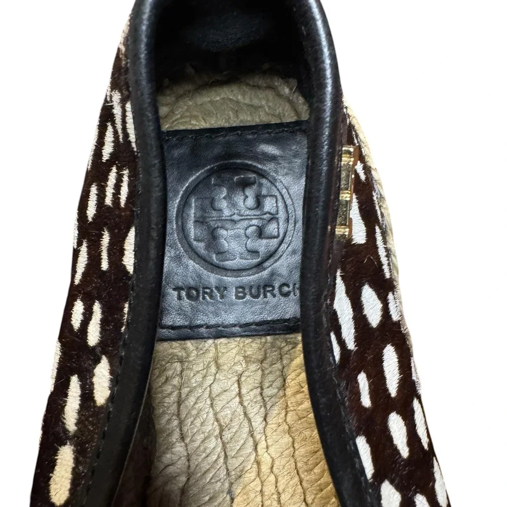 Tory Burch Shoes Womens Size 6 Brown Fur Espadrille Flats Animal Print Casual